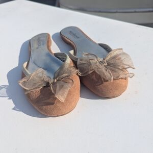 Sundance | Karina Suede Mules Sandals Shoes Size 41/9 Made In Italy Pink Tan